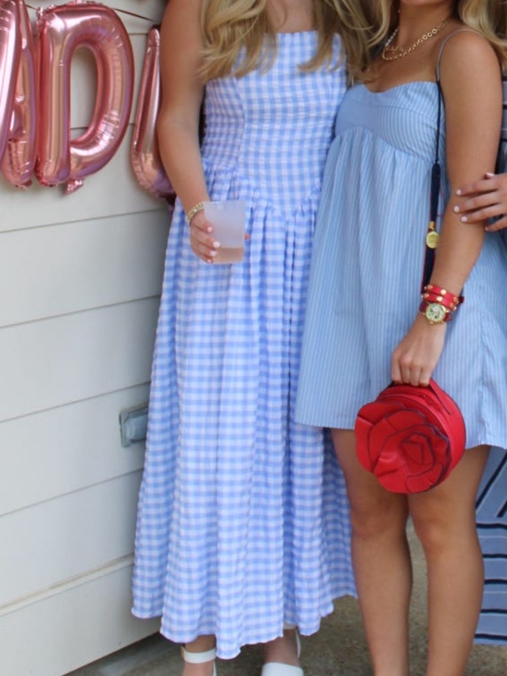 Strapless Blue Gingham Maxi Dress - Lightweight Summer Maxi
